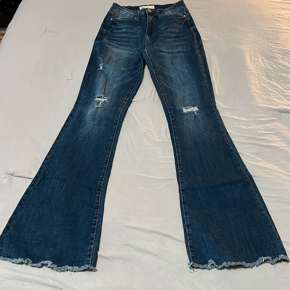 YMI High Rise Flare Distressed Jeans - Picture 3 of 7
